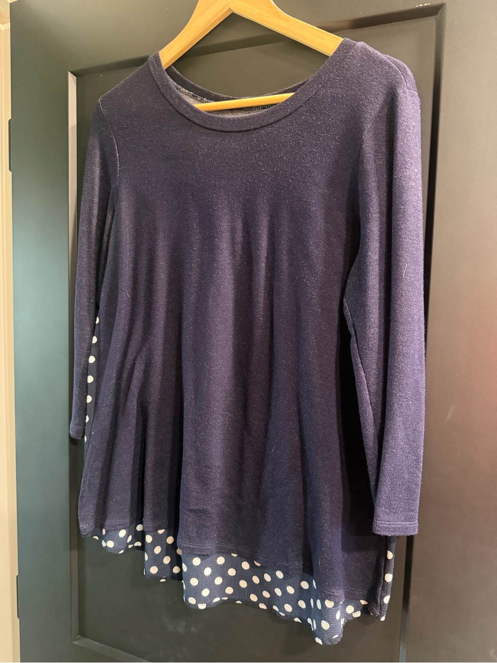 Papermoon Navy Layered Polka Dot Hem Long-Sleeve Tunic